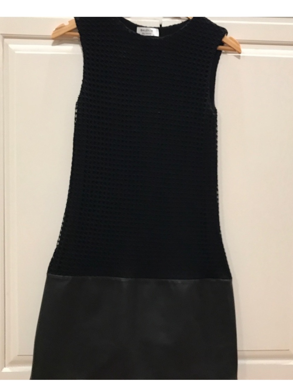 Bailey 44 Black Textured Lace and faux leather Style Dress!